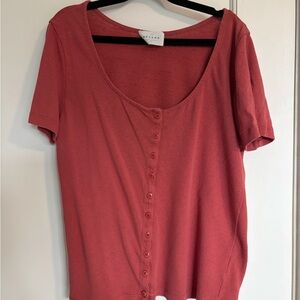 Sezane Coral Button-Down T-Shirt
